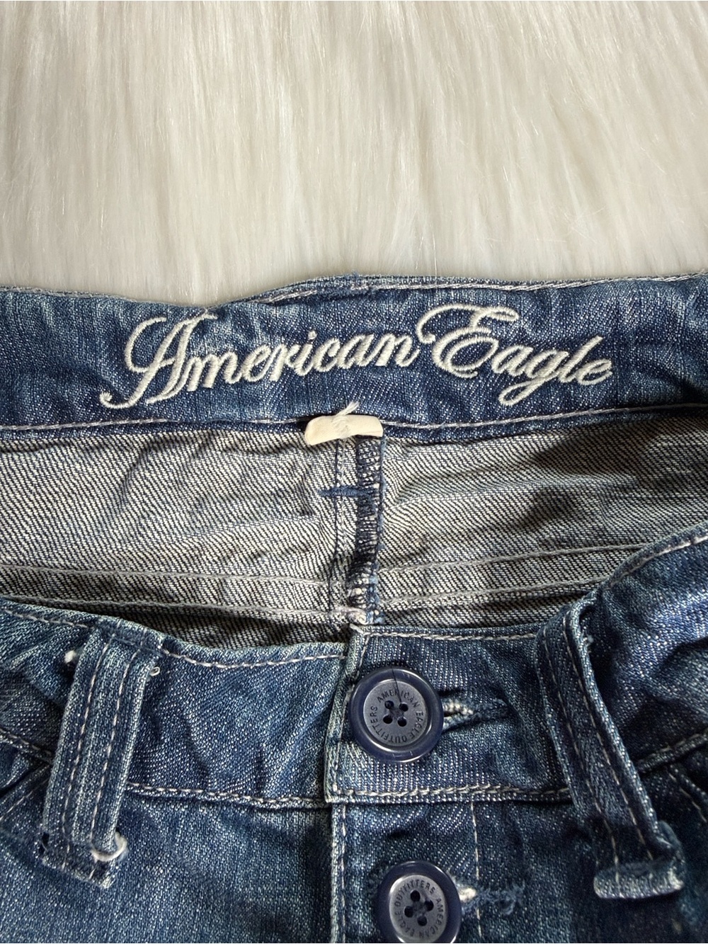 American Eagle Faded Y2K Grunge Denim Mini Skirt - Picture 3 of 5